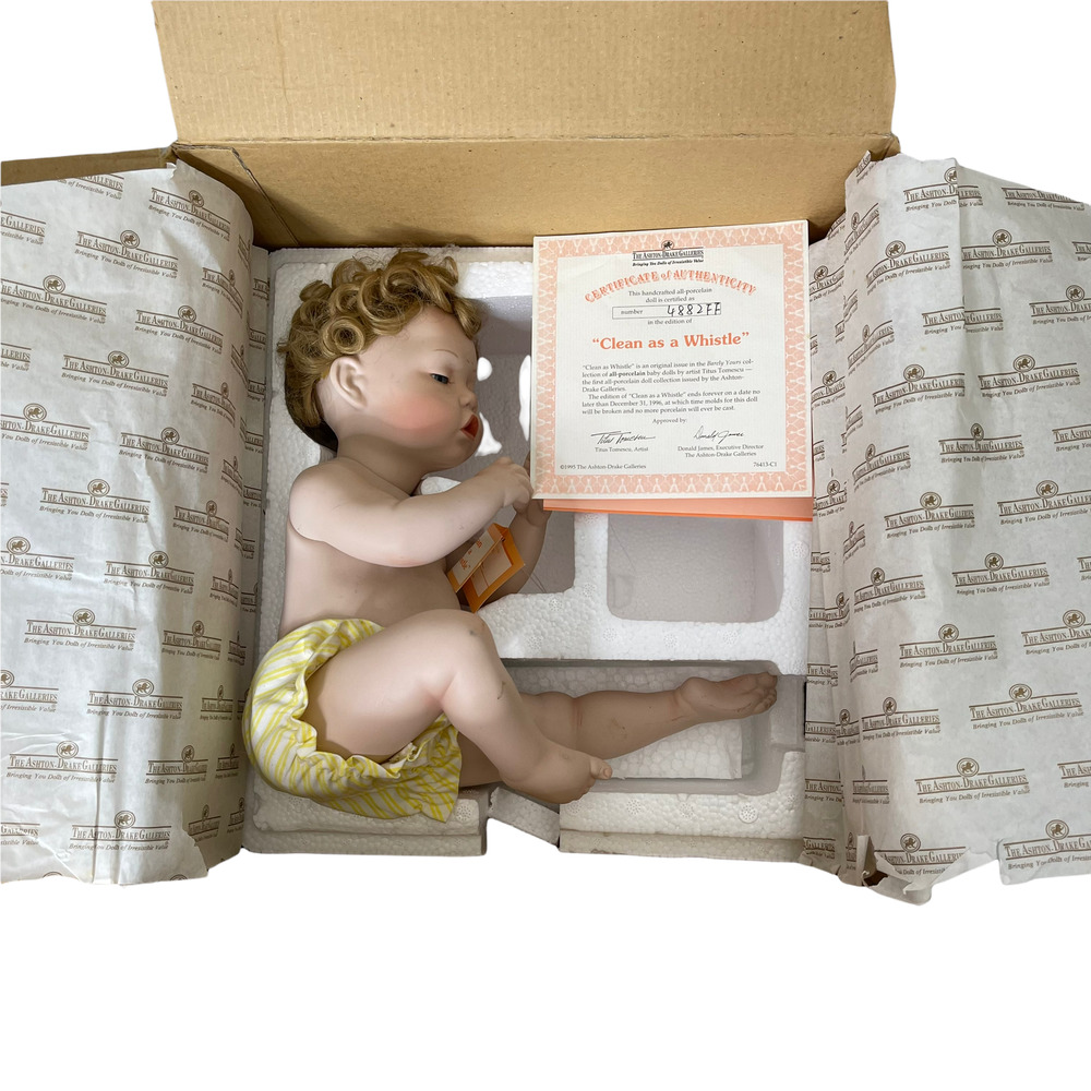 Ashton Drake Galleries Clean As A Whistle Porcelain Doll W/COA‎ Signed Numbered